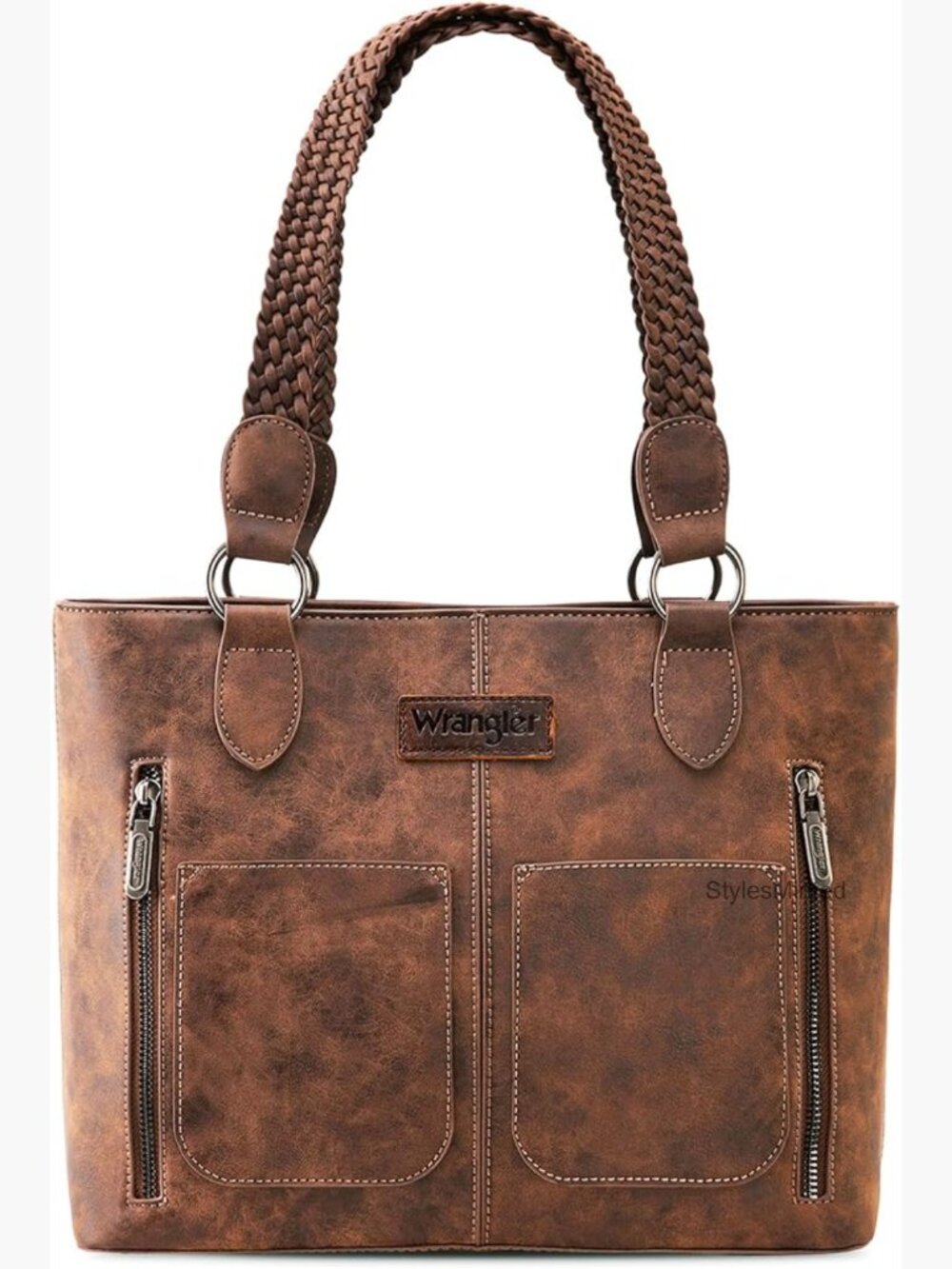 Western Tote Bag with Multi Pockets Faux Leather Shoulder Bag Hobo Purse